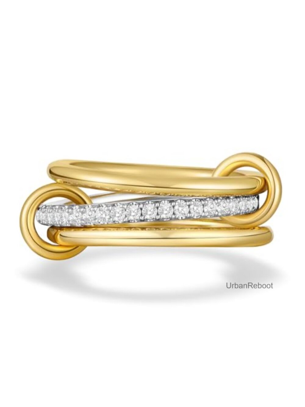 14K Gold Plated Stackable Rings, 3 Ring Set CZ Interlocking Band Women